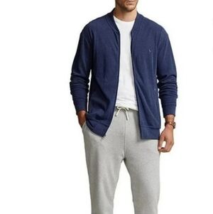 Polo Ralph Lauren Luxury Jersey Baseball Bomber Jacket Navy Men’s 3XLT Full Zip
